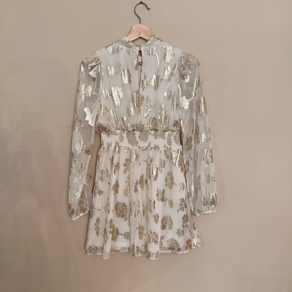 Sage The Label Ivory and Gold Mini Dress - Picture 2 of 5